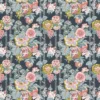 blue botanical linen fabric from Linwood Fabrics