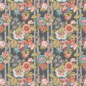 multicolour botanical linen fabric from Linwood Fabrics