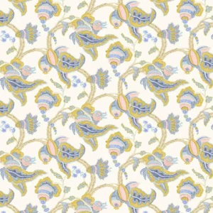 multicolour botanical linen fabric from Linwood Fabrics
