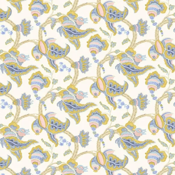 multicolour botanical linen fabric from Linwood Fabrics