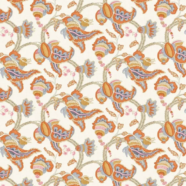 multicolour botanical linen fabric from Linwood Fabrics