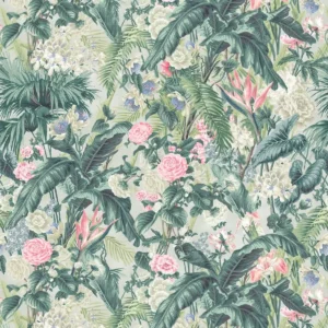 green botanical linen fabric from Linwood Fabrics