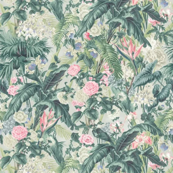 green botanical linen fabric from Linwood Fabrics