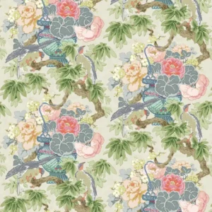 green botanical linen fabric from Linwood Fabrics