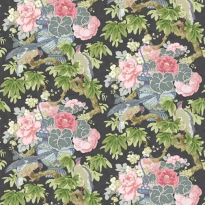 green botanical linen fabric from Linwood Fabrics