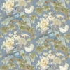blue botanical linen fabric from Linwood Fabrics