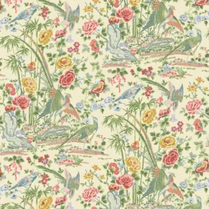 green botanical linen fabric from Linwood Fabrics