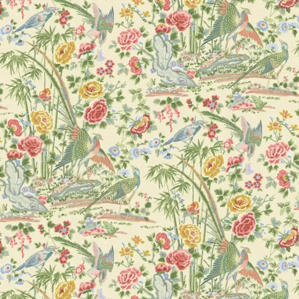 green botanical linen fabric from Linwood Fabrics