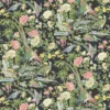black-grey botanical linen fabric from Linwood Fabrics