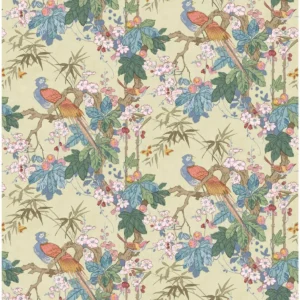 multicolour botanical linen fabric from Linwood Fabrics