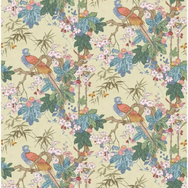 Miji Fabric - Aloe by multicolour botanical linen fabric from Linwood Fabrics
