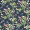 blue botanical linen fabric from Linwood Fabrics