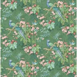 green botanical linen fabric from Linwood Fabrics
