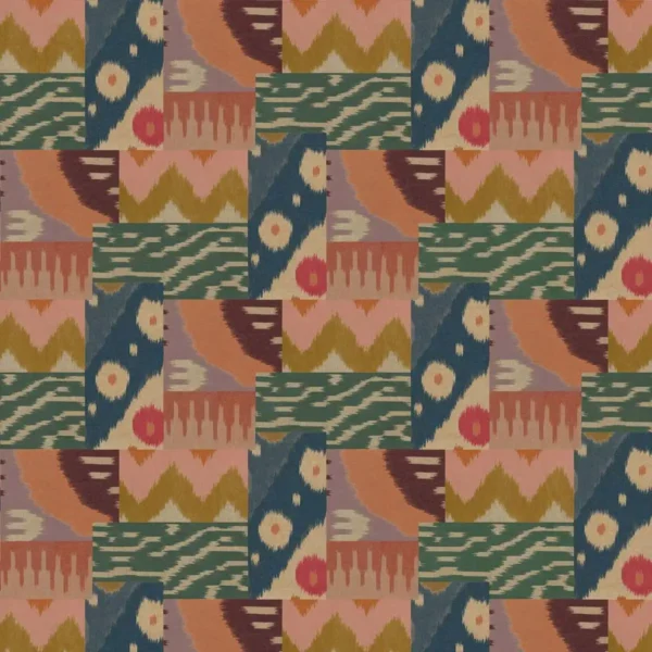 Java Fabric - Lotus by multicolour geometric velvet-chenille fabric from Linwood Fabrics