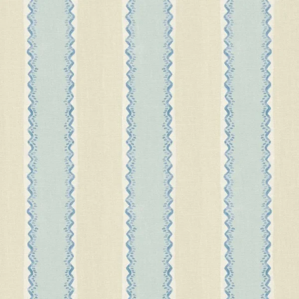 Croquet Fabric - Violane by blue striped linen fabric from Linwood Fabrics