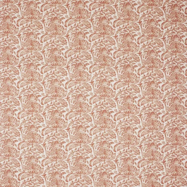 Torosay Fabric - Russet by red botanical linen fabric from Linwood Fabrics