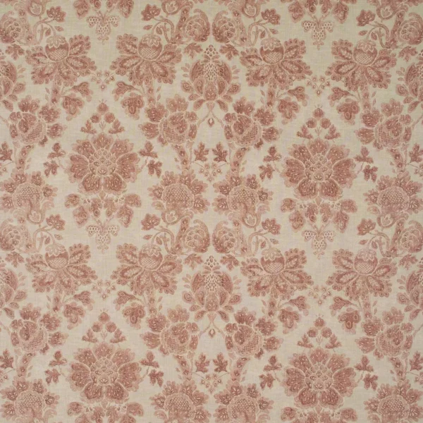 Cranbourne Fabric - Rhubarb Compote by red botanical linen fabric from Linwood Fabrics