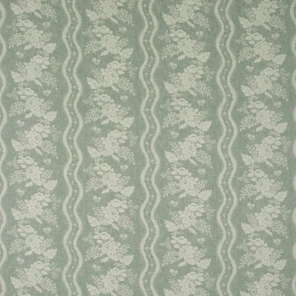 Arley Fabric - Duck Egg by black-grey botanical linen fabric from Linwood Fabrics