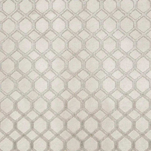 Dara Fabric - Pebble by white geometric velvet-chenille fabric from iLiv