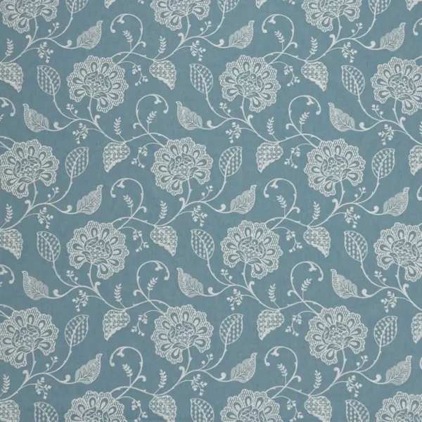Adriana Fabric - Glacier by blue botanical embroideried fabric from iLiv