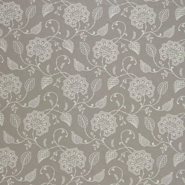Adriana Fabric - Pewter by black-grey botanical embroideried fabric from iLiv