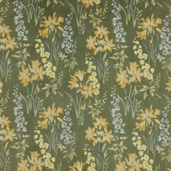 green botanical velvet-chenille fabric from iLiv