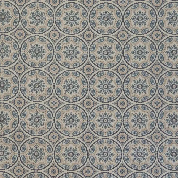 Chastleton Fabric - French Blue by blue geometric jacquard fabric from iLiv