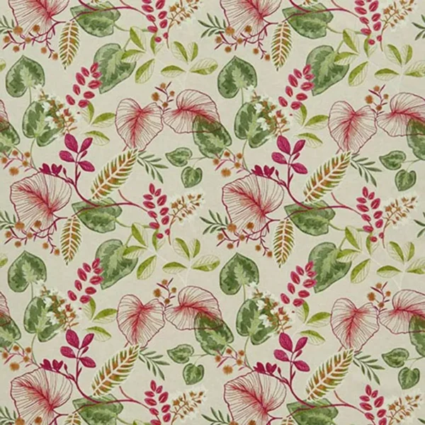 Fandango Fabric - Cassis by multicolour botanical cotton fabric from iLiv