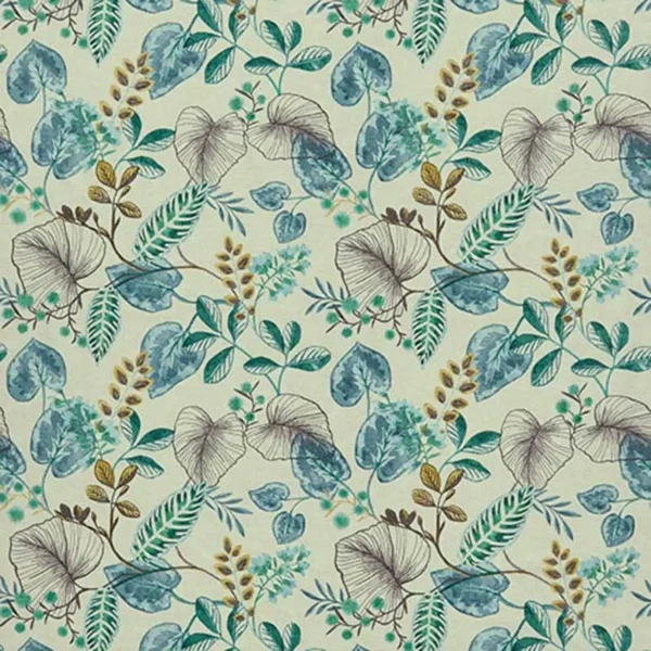 Fandango Fabric - Marine by multicolour botanical cotton fabric from iLiv