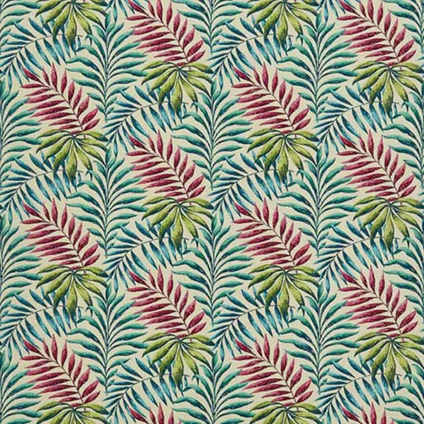 Manila Fabric - Cassis by multicolour botanical cotton fabric from iLiv