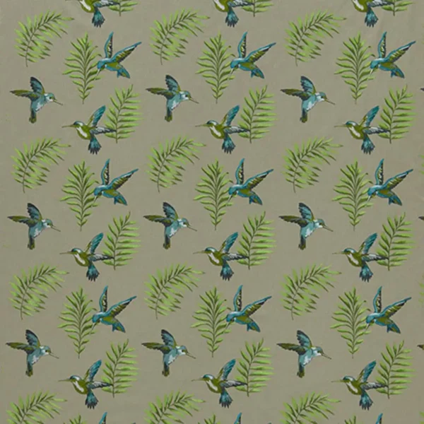 Montserrat Fabric - Lagoon by multicolour animal embroideried fabric from iLiv