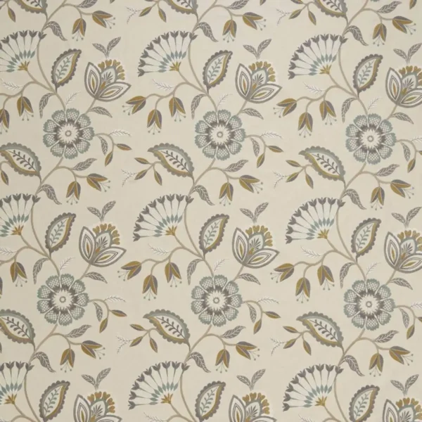 Ophelia Fabric - Glacier by multicolour botanical embroideried fabric from iLiv