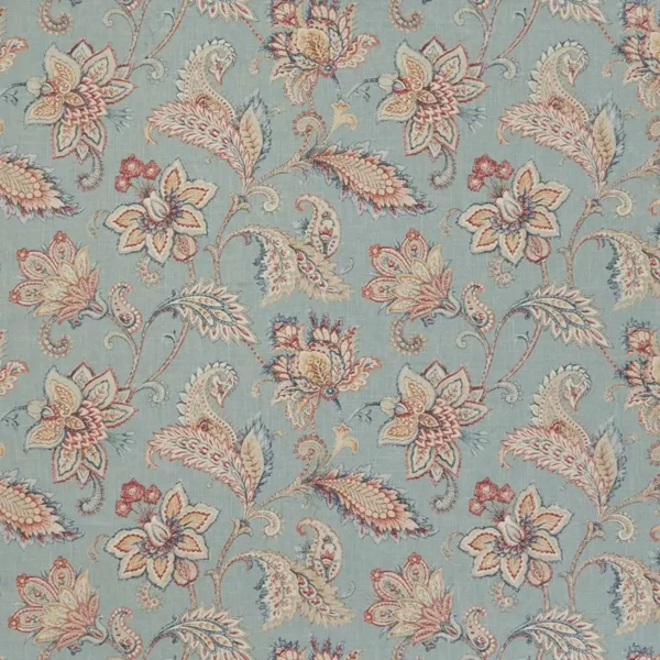 Pembury Fabric - Duckegg by blue botanical linen fabric from iLiv