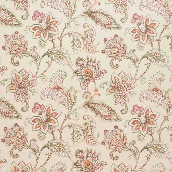Pembury Fabric - Henna by green botanical linen fabric from iLiv