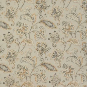black-grey botanical linen fabric from iLiv