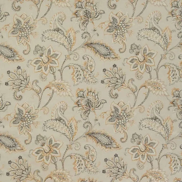 Pembury Fabric - Honeycomb by black-grey botanical linen fabric from iLiv
