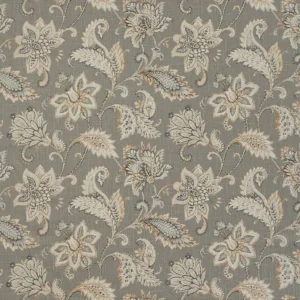 black-grey botanical linen fabric from iLiv