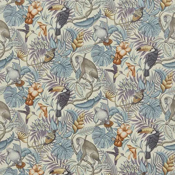 Rainforest Fabric - Henna by multicolour animal cotton fabric from iLiv