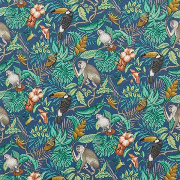 Rainforest Fabric - Marine by multicolour animal cotton fabric from iLiv