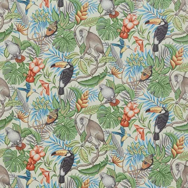 Rainforest Fabric - Papaya by multicolour animal cotton fabric from iLiv