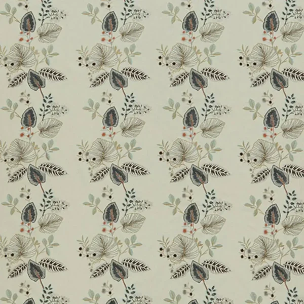 Serengeti Fabric - Henna by brown botanical embroideried fabric from iLiv