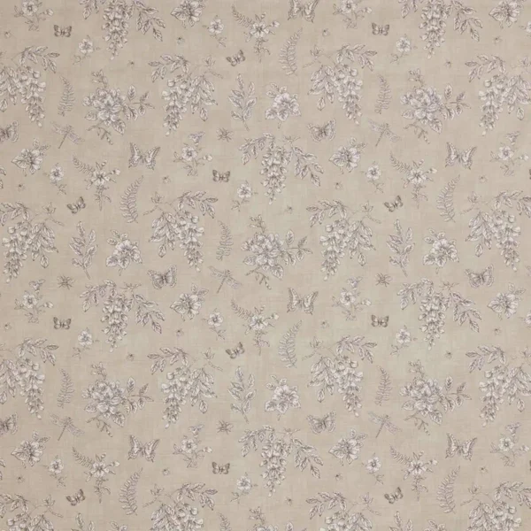 Summerby Fabric - Hessian by black-grey botanical cotton fabric from iLiv