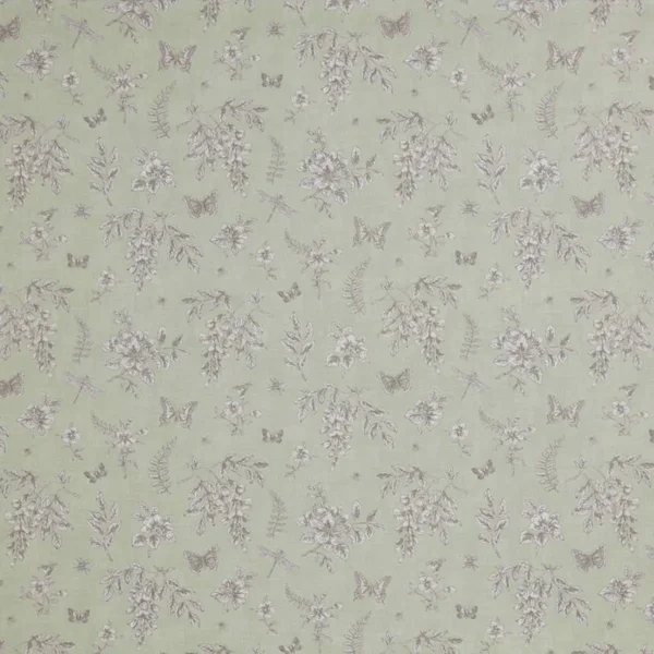 Summerby Fabric - Mint by green botanical cotton fabric from iLiv