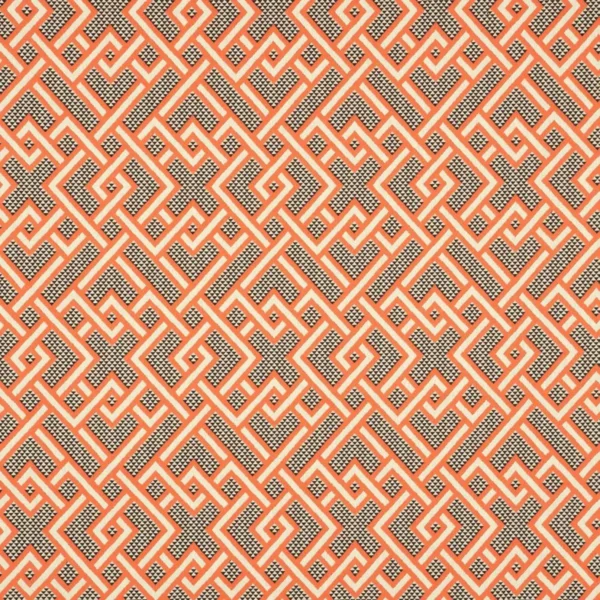 Pagoda Fabric - Tomato by red geometric woven fabric from Linwood Fabrics