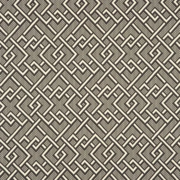 Pagoda Fabric - Graphite by black-grey geometric woven fabric from Linwood Fabrics