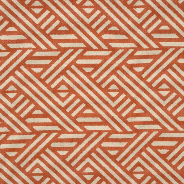 Pampas Fabric - Chilli by orange geometric woven fabric from Linwood Fabrics