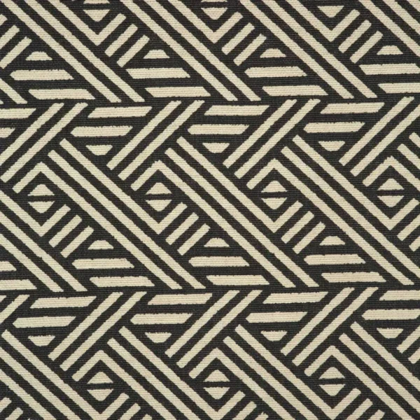 black-grey geometric woven fabric from Linwood Fabrics