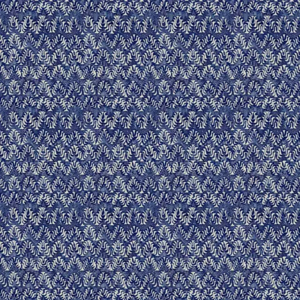 Ric Rac Fabric - Ultramarine by blue geometric velvet-chenille fabric from Linwood Fabrics