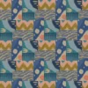 blue geometric velvet-chenille fabric from Linwood Fabrics