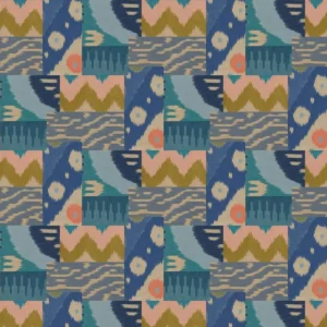 blue geometric velvet-chenille fabric from Linwood Fabrics